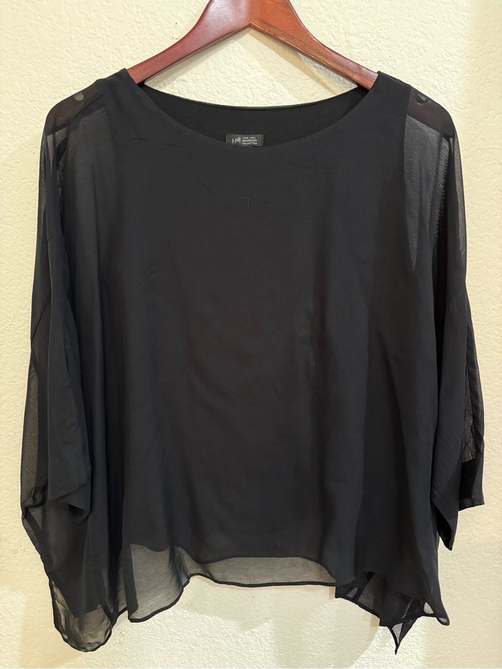 J. Jill Black Wearever Collection Sheer Layered Tunic Top Small Petite